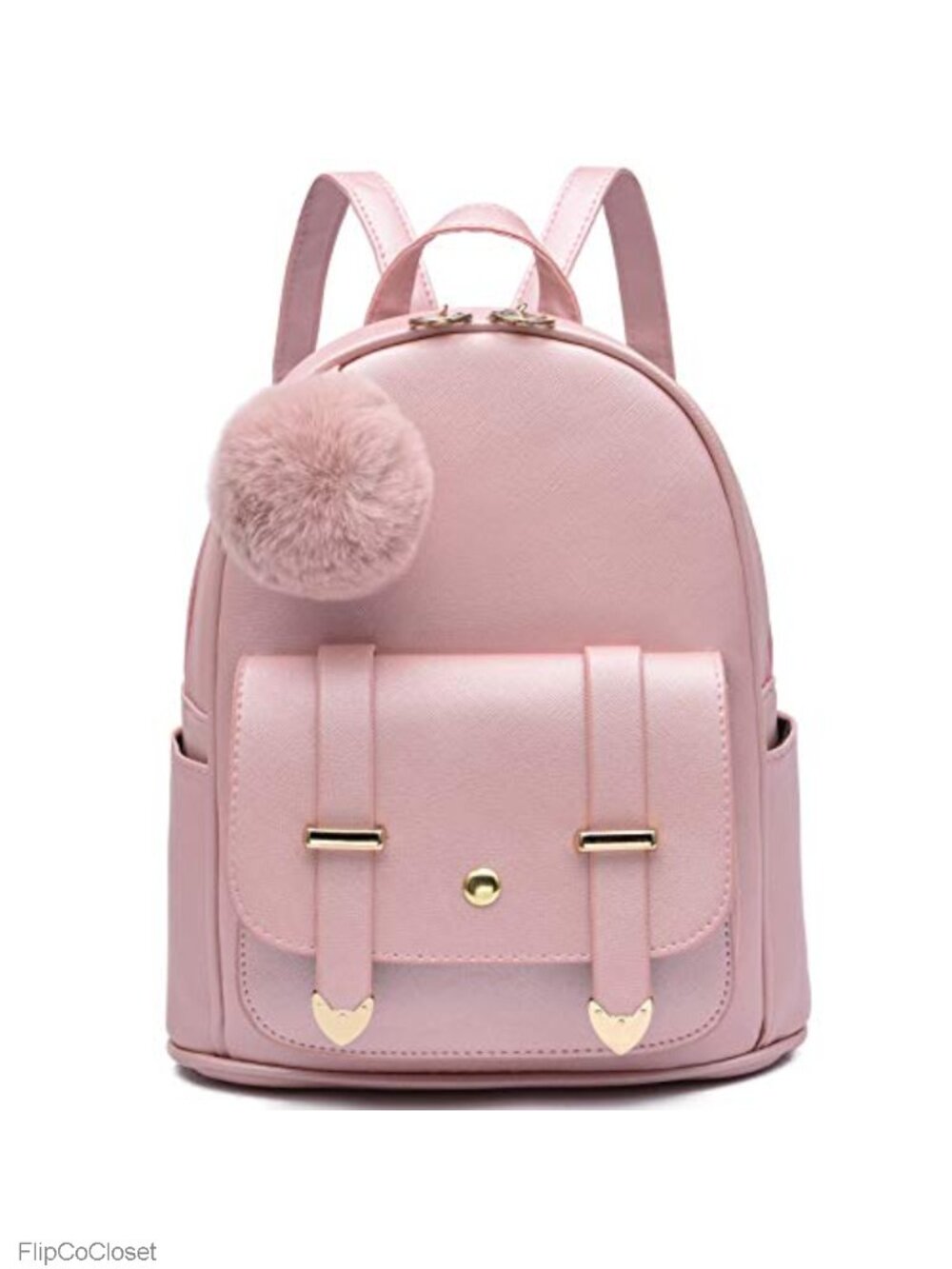 PU Leather Mini Backpack Purse Pompom Small Fashion Backpack for Women